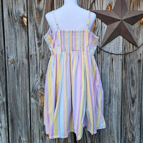 Plus Size Pastel Stripe Dress Torrid Size 2X Sleeveless Stretch Cotton Twist - Picture 3 of 10